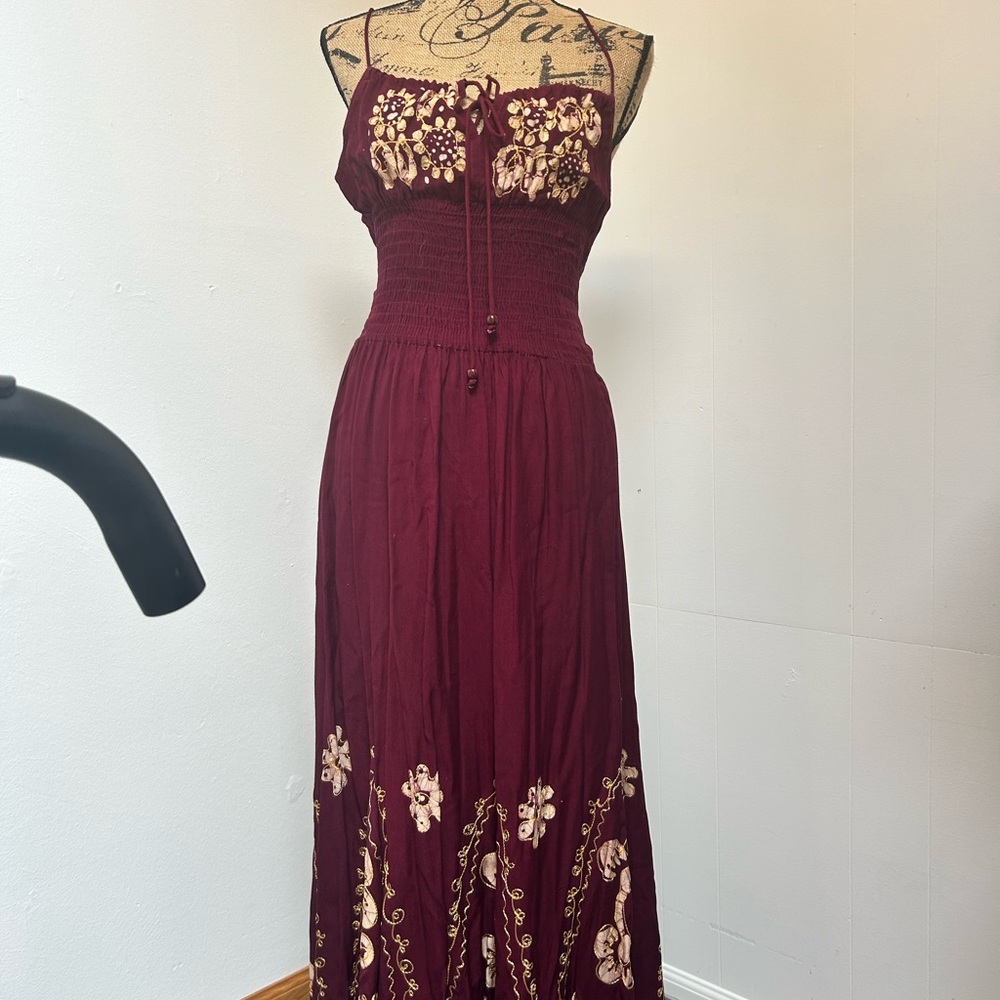 Advance Apparels Maroon Floral Maxi Dress